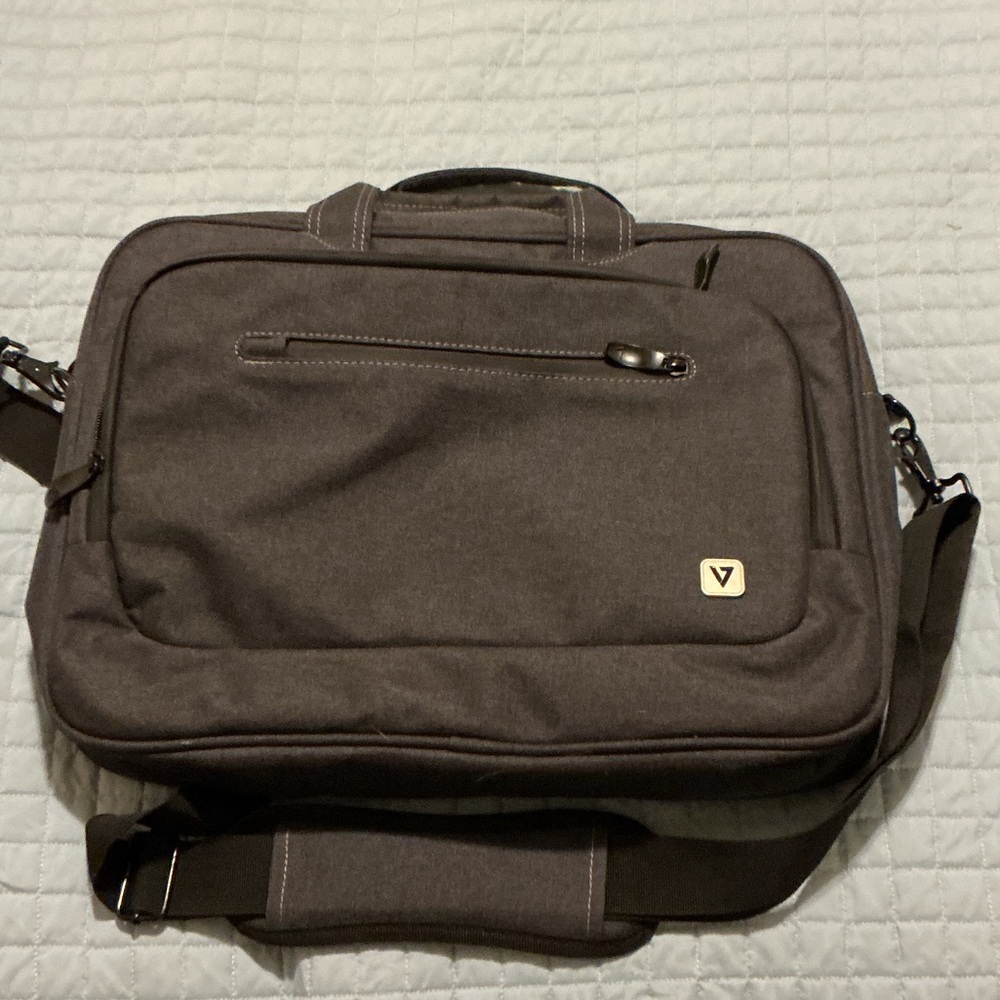 Grey Canvas Laptop Briefcase Bag - Picture 2 of 10